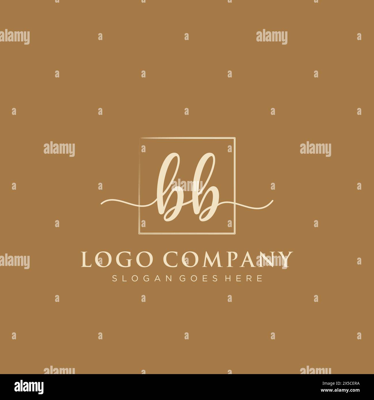 BB Initial handwriting logo with rectangle Stock Vector