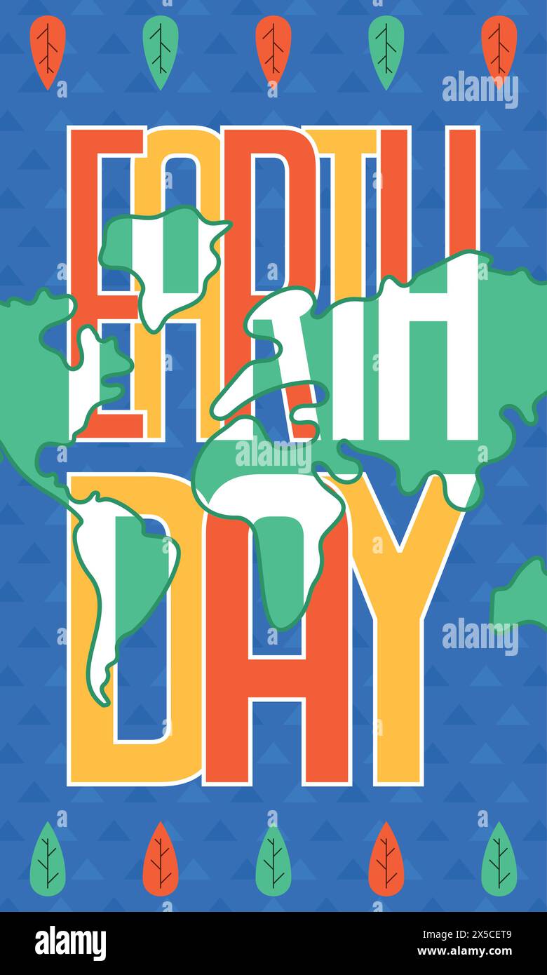 Geometric earth day card Continents maps Vector Stock Vector Image ...