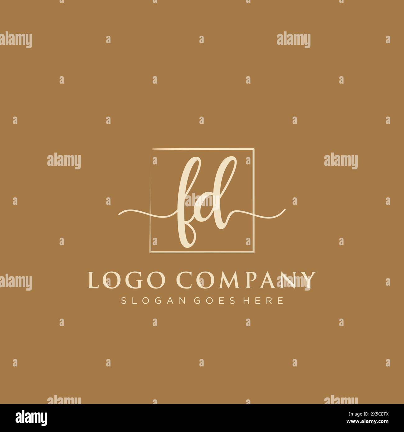 FD Initial handwriting logo with rectangle Stock Vector