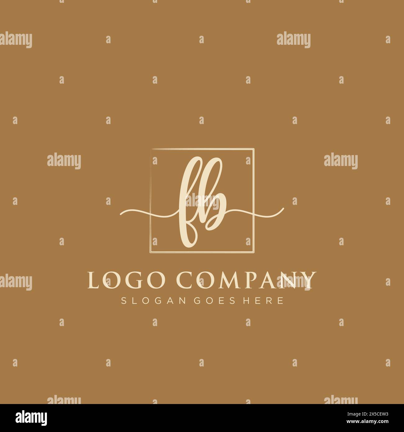 FB Initial handwriting logo with rectangle Stock Vector