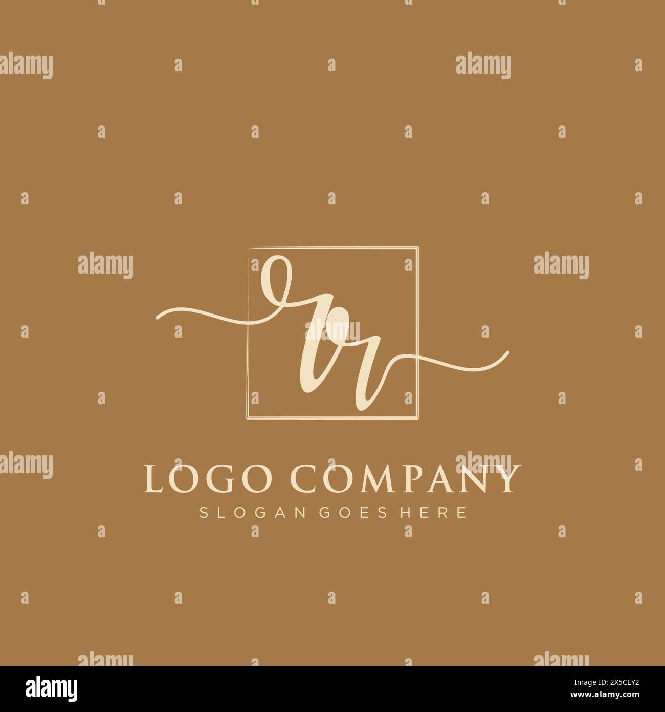 RR Initial handwriting logo with rectangle Stock Vector