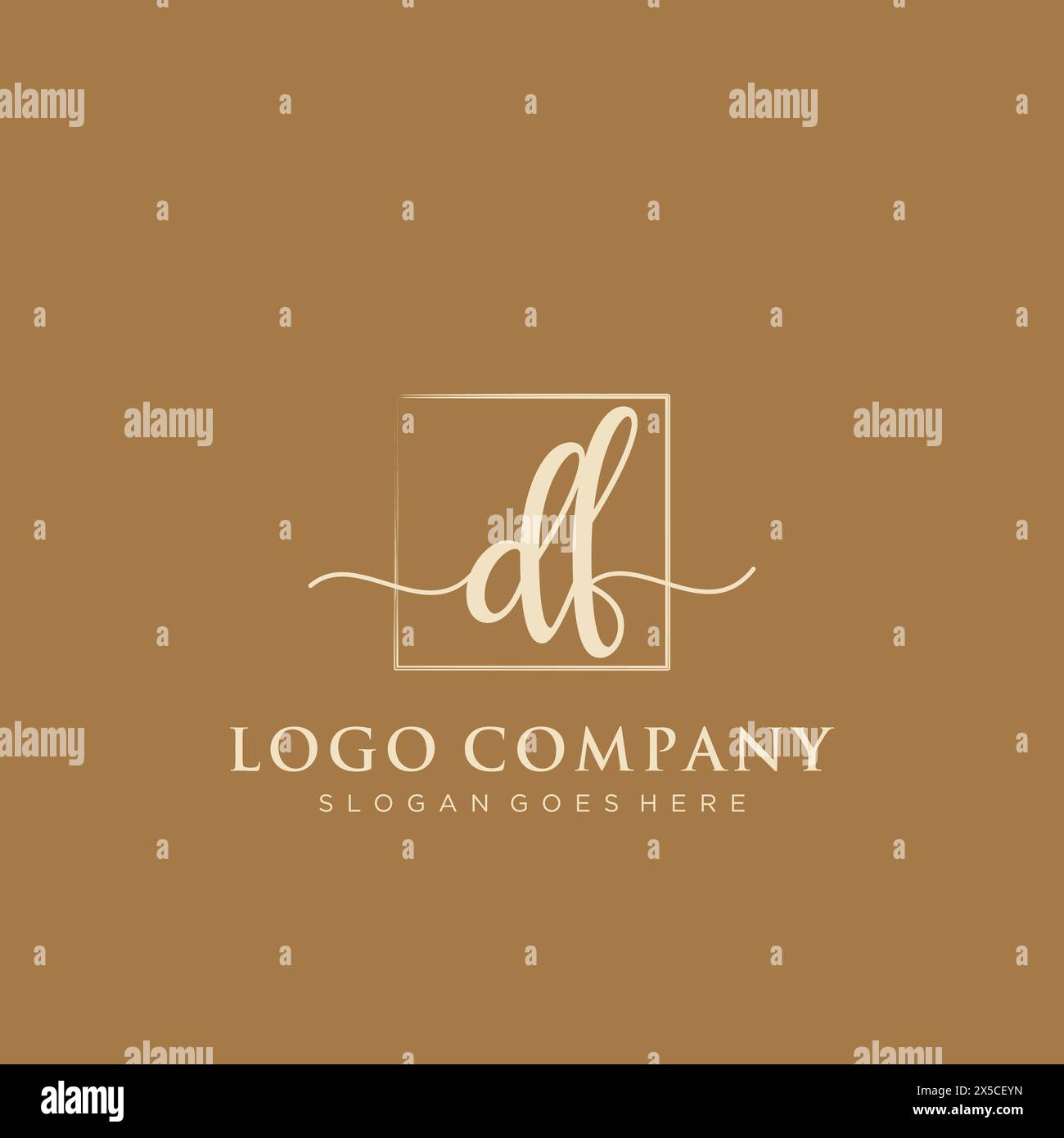 DF Initial handwriting logo with rectangle Stock Vector
