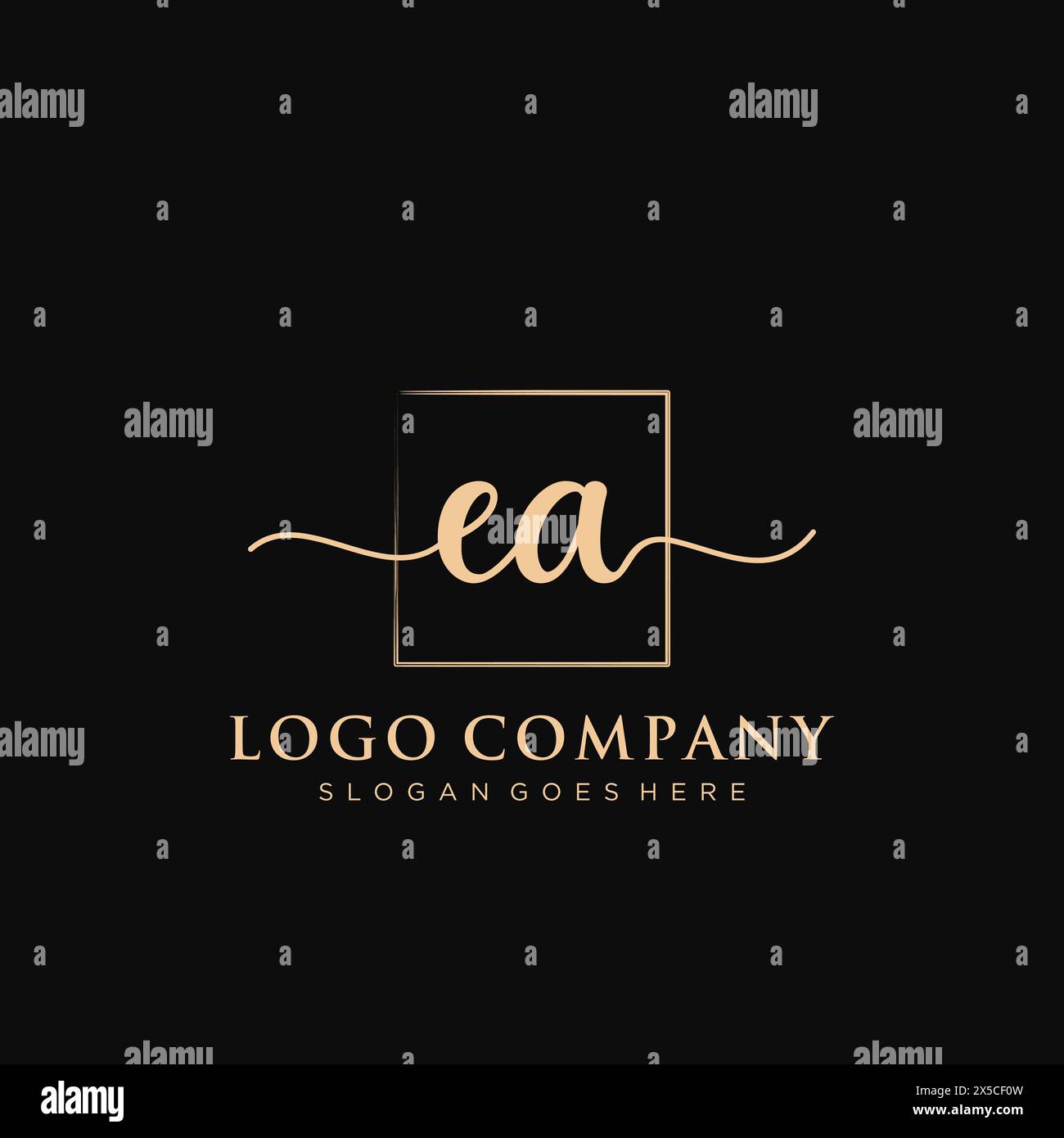 EA Initial handwriting logo with rectangle Stock Vector