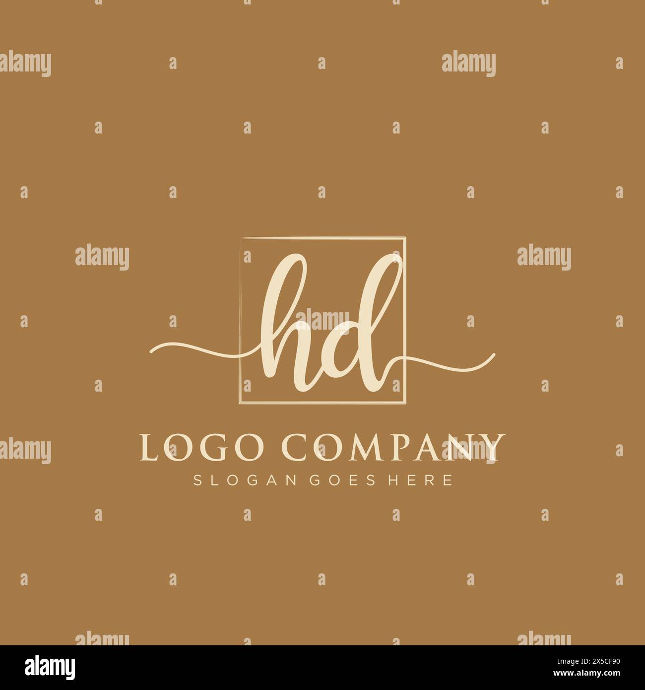 HD Initial handwriting logo with rectangle Stock Vector