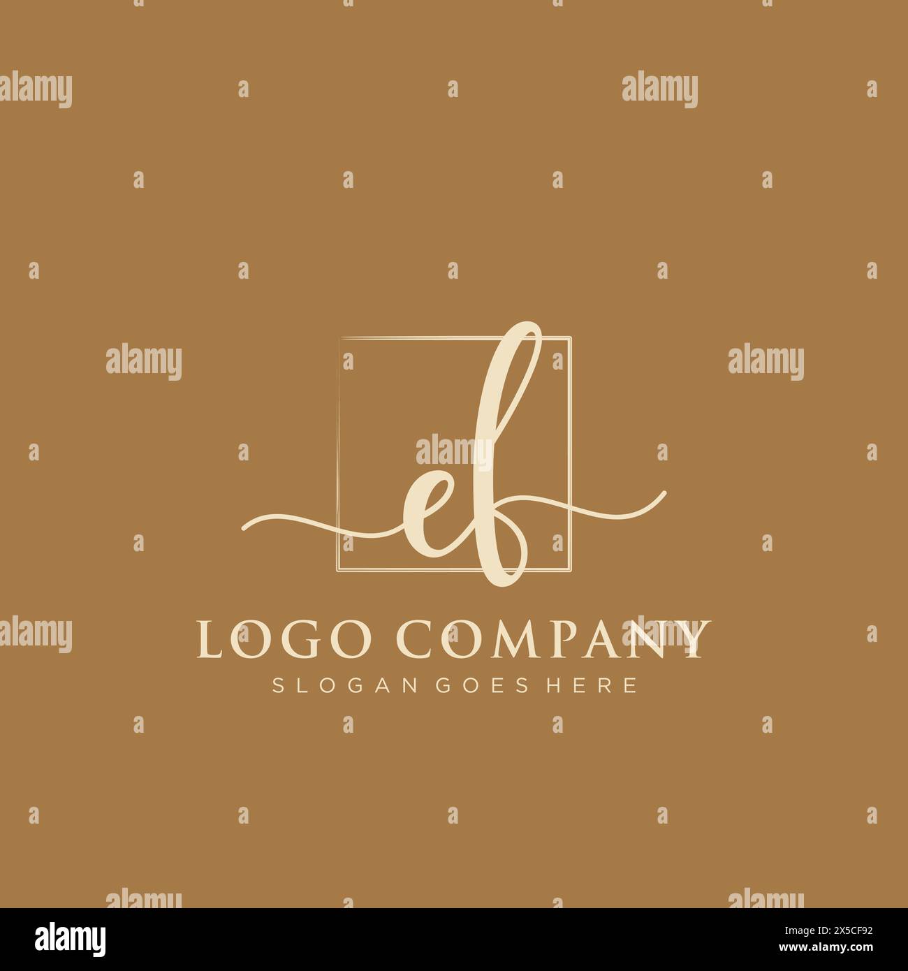 EF Initial handwriting logo with rectangle Stock Vector