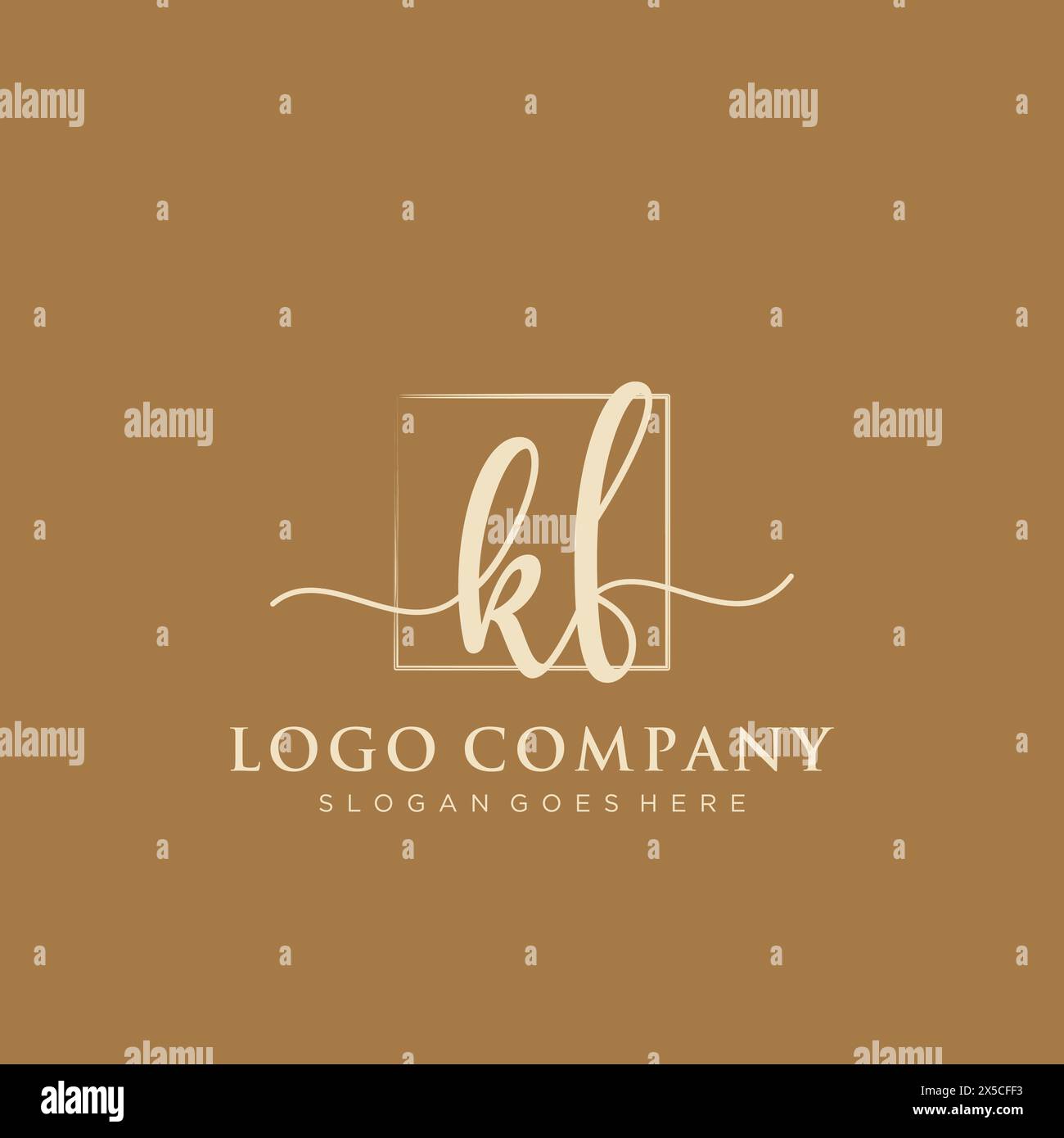 KF Initial handwriting logo with rectangle Stock Vector