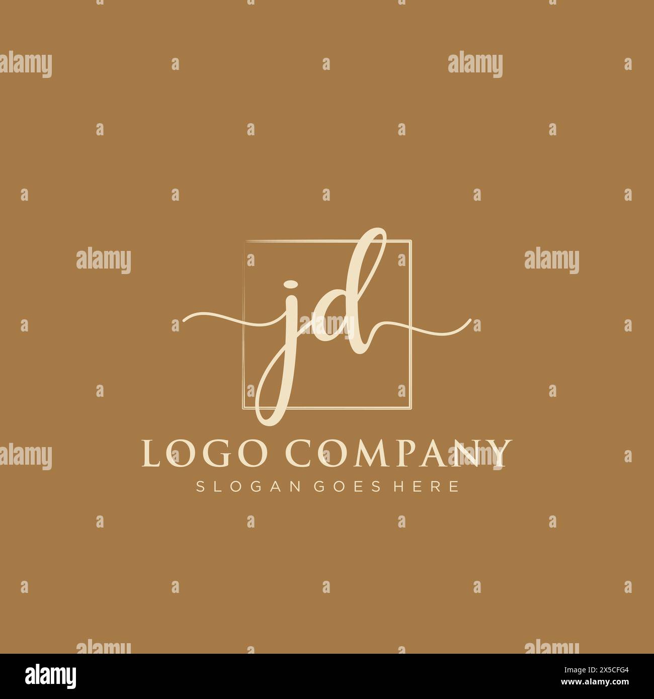 JD Initial handwriting logo with rectangle Stock Vector