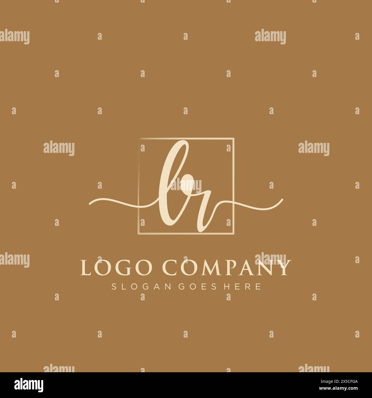 LR Initial handwriting logo with rectangle Stock Vector