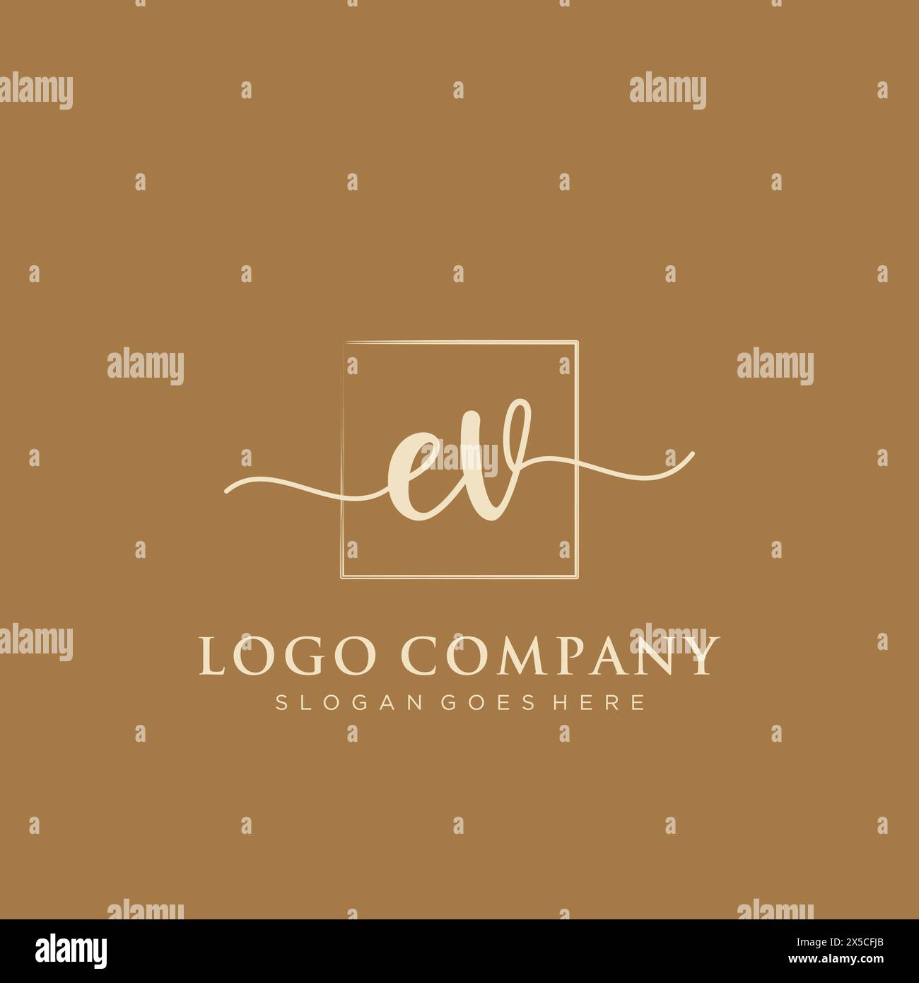 EV Initial handwriting logo with rectangle Stock Vector Image & Art - Alamy
