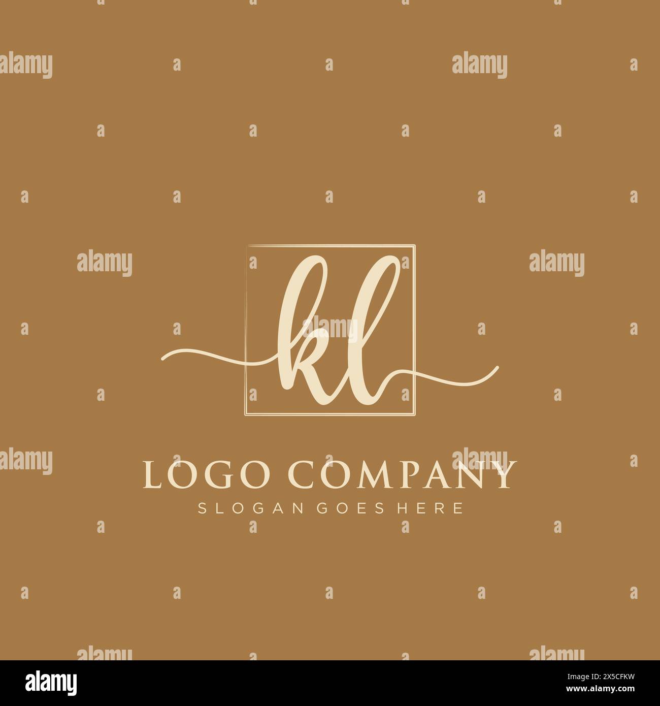 KL Initial handwriting logo with rectangle Stock Vector