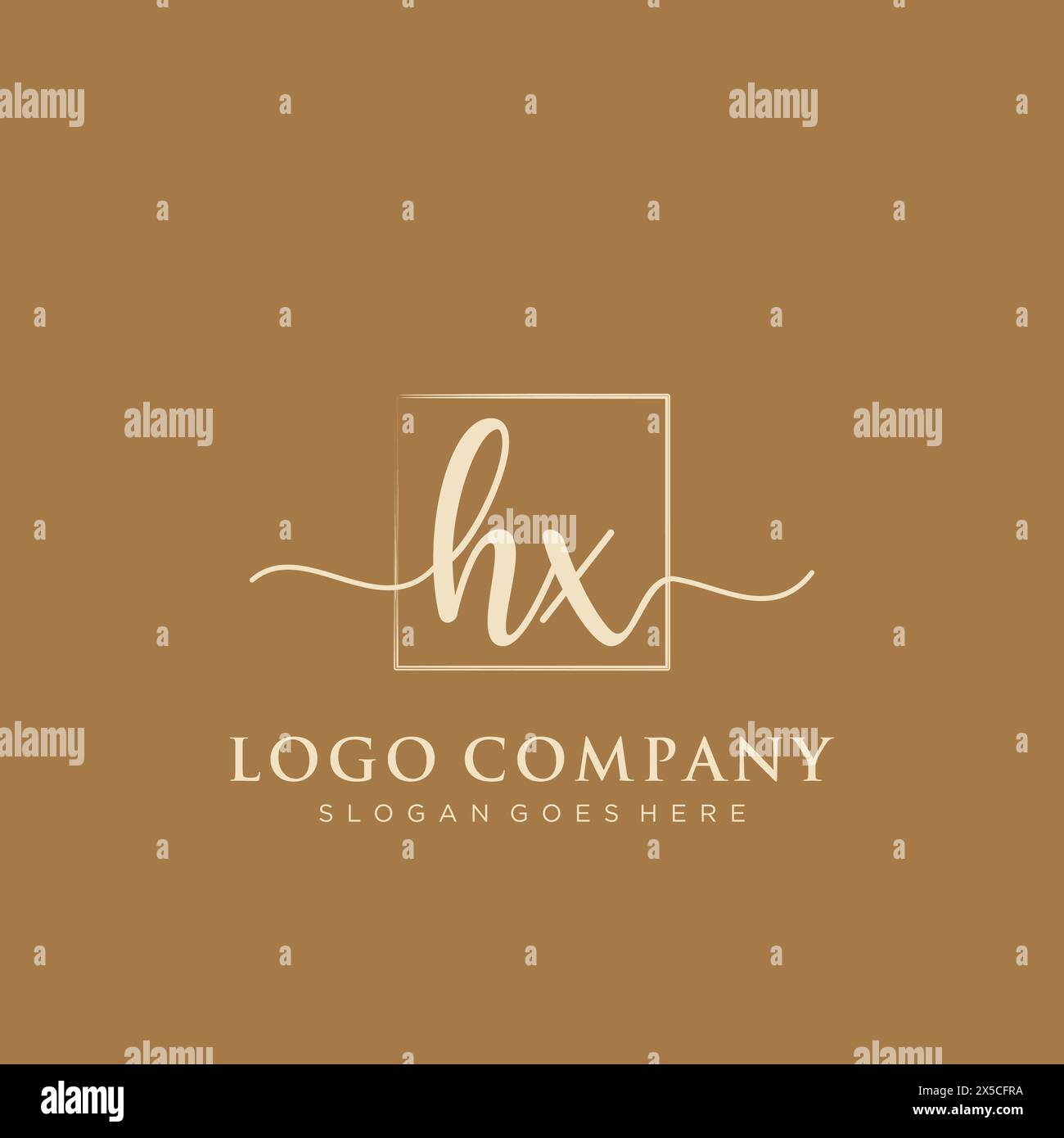 HX Initial handwriting logo with rectangle Stock Vector