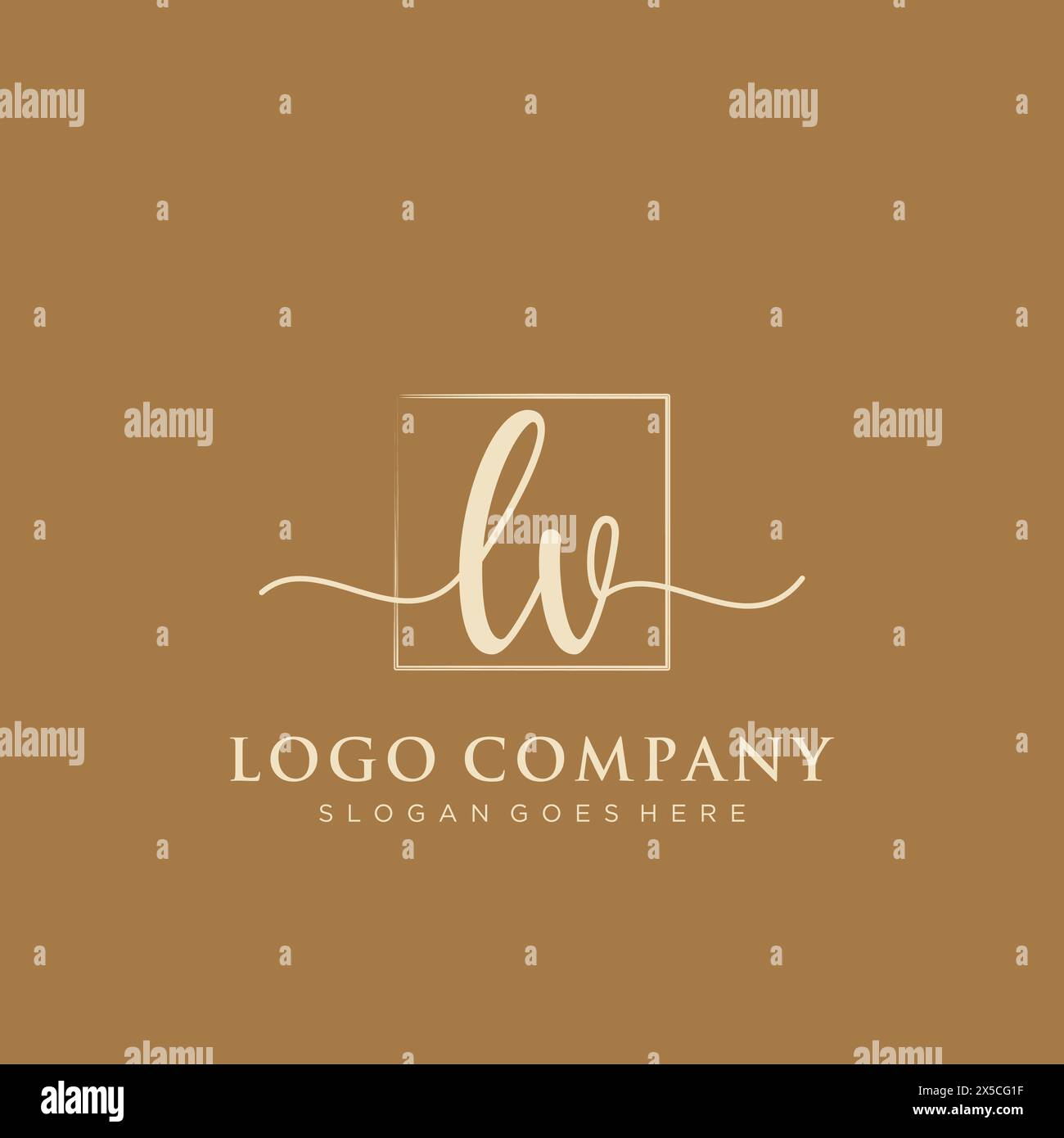 LV Initial handwriting logo with rectangle Stock Vector