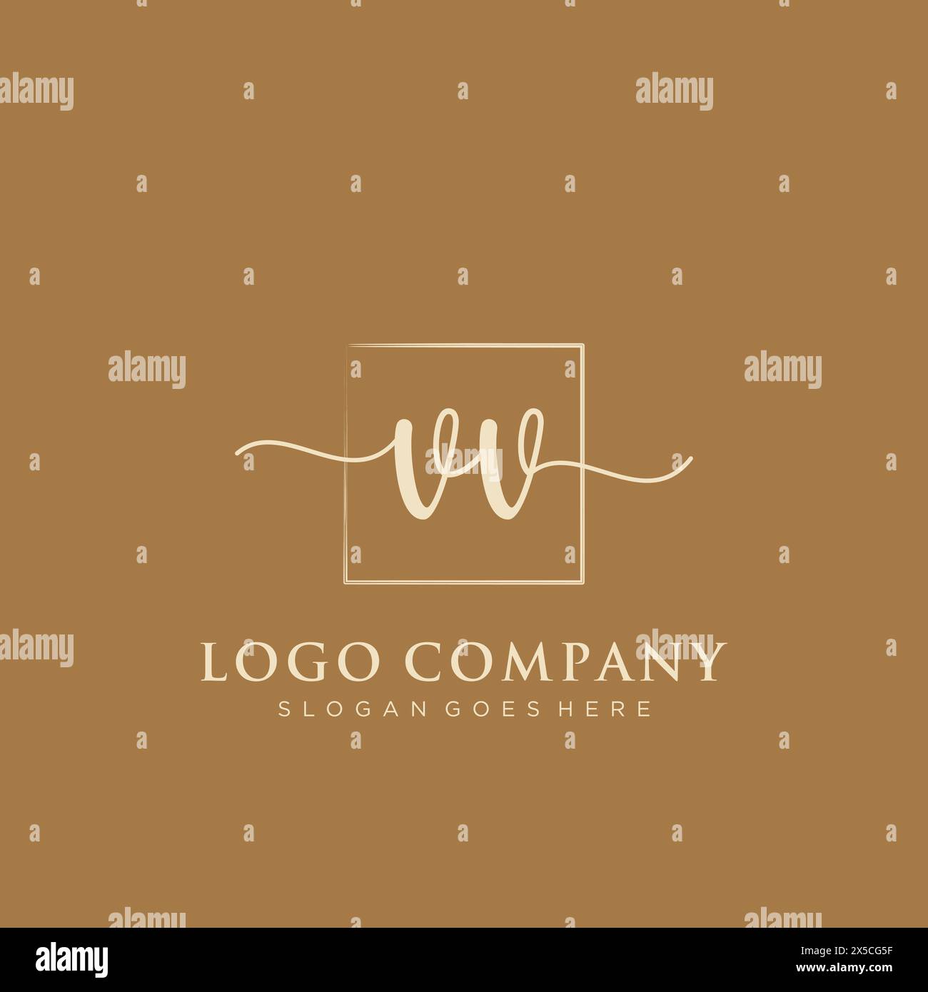 VV Initial handwriting logo with rectangle Stock Vector