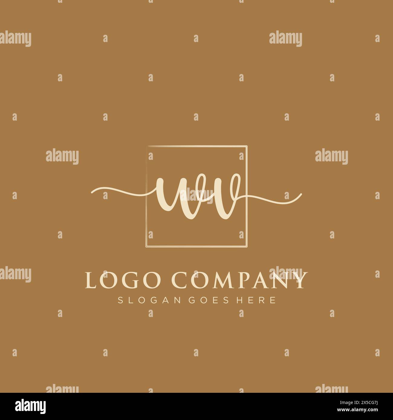 WV Initial handwriting logo with rectangle Stock Vector