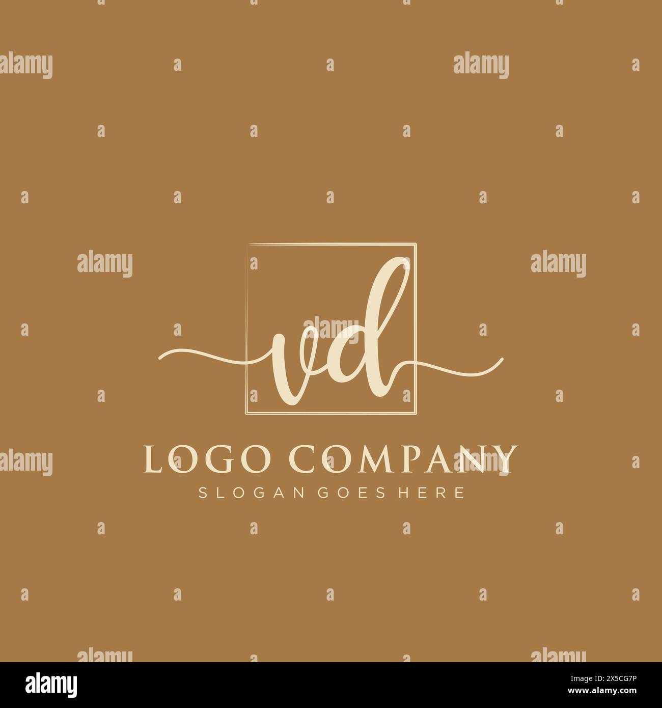 VD Initial handwriting logo with rectangle Stock Vector