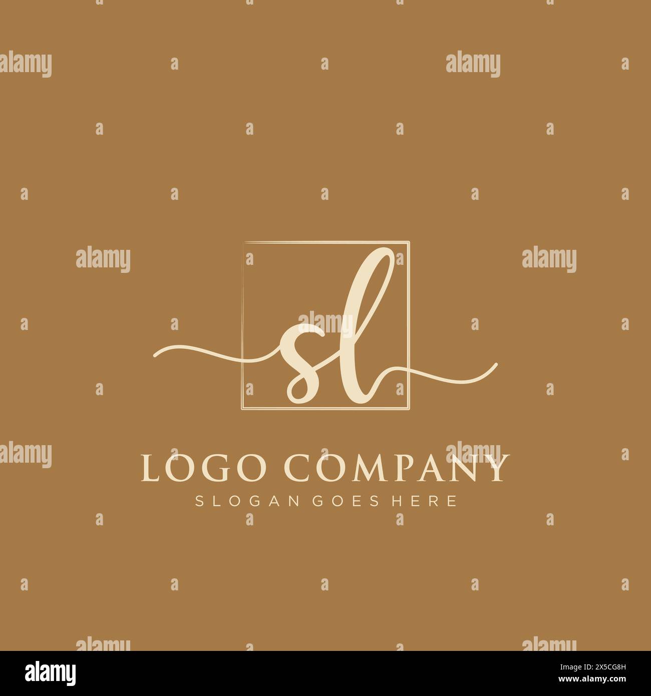 SL Initial handwriting logo with rectangle Stock Vector