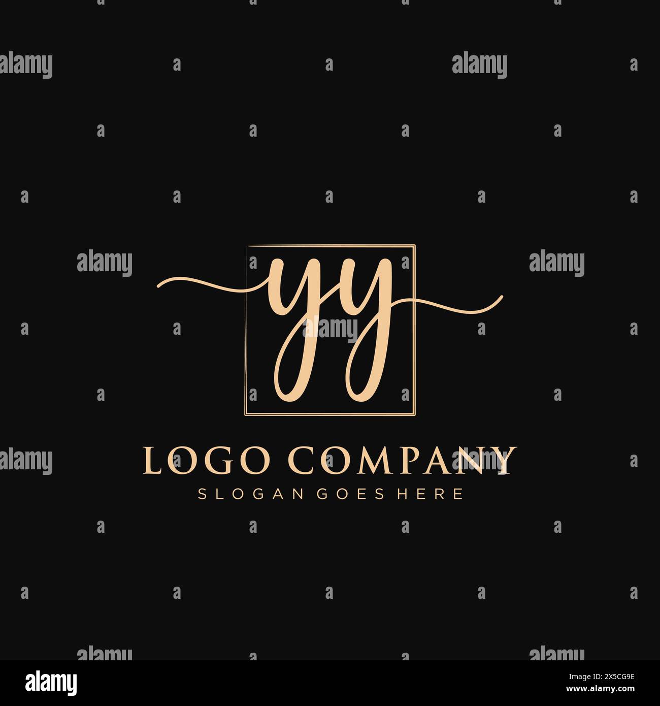 YY Initial handwriting logo with rectangle Stock Vector