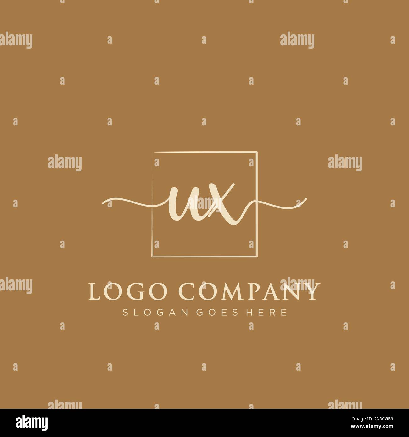 UX Initial handwriting logo with rectangle Stock Vector