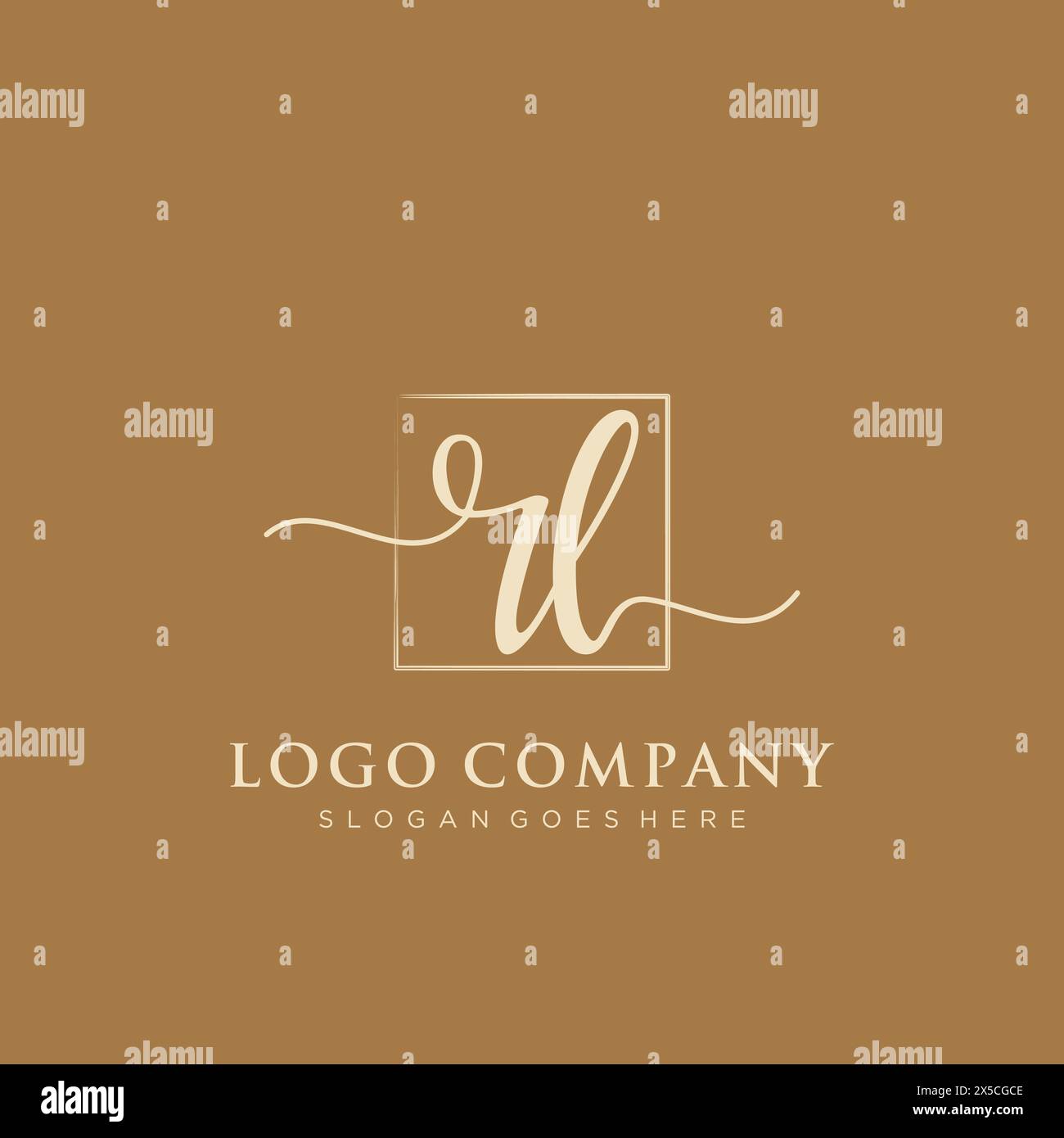 RL Initial handwriting logo with rectangle Stock Vector