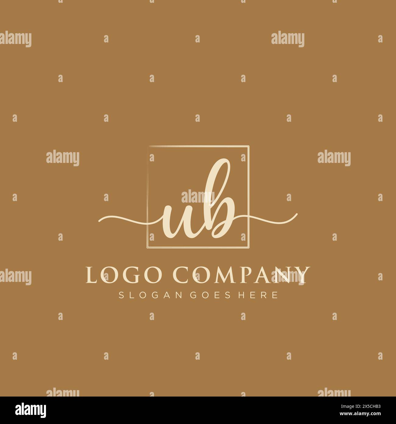 UB Initial handwriting logo with rectangle Stock Vector
