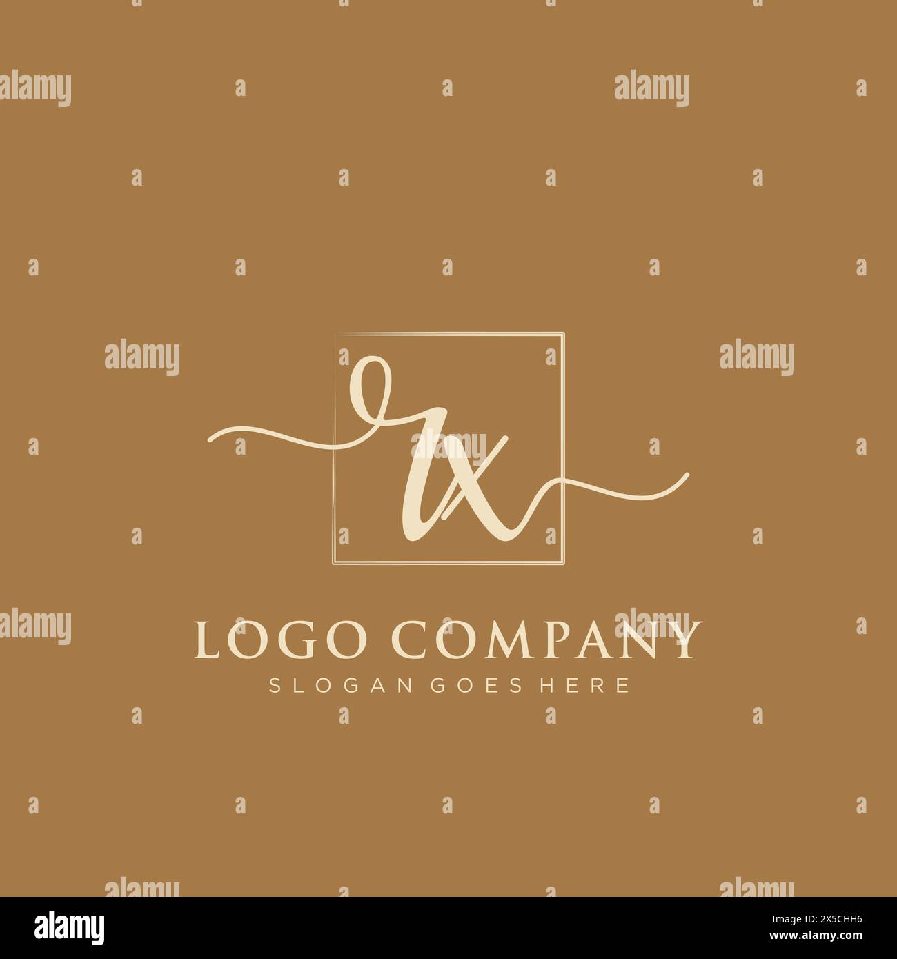 RX Initial handwriting logo with rectangle Stock Vector