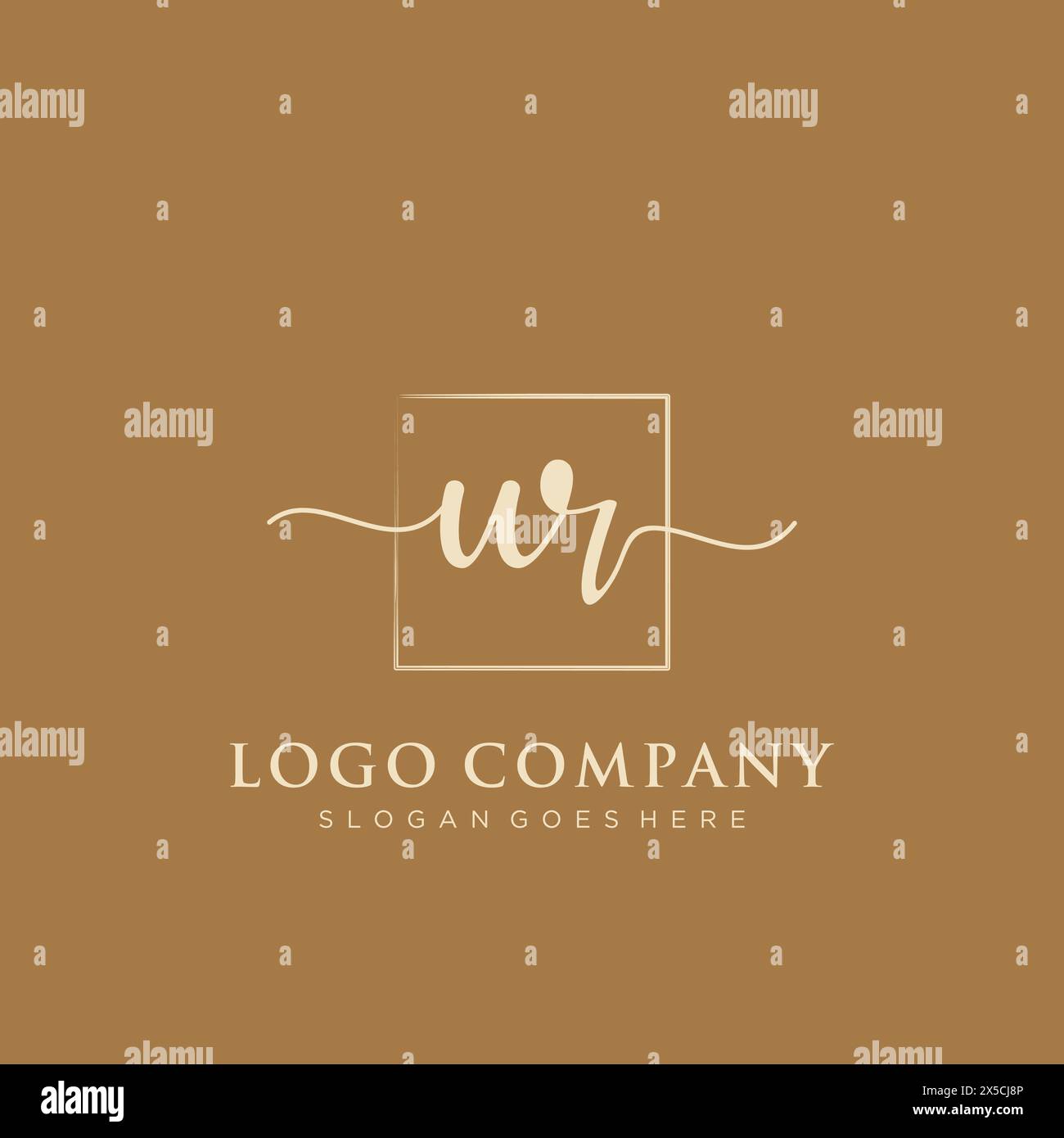 UR Initial handwriting logo with rectangle Stock Vector