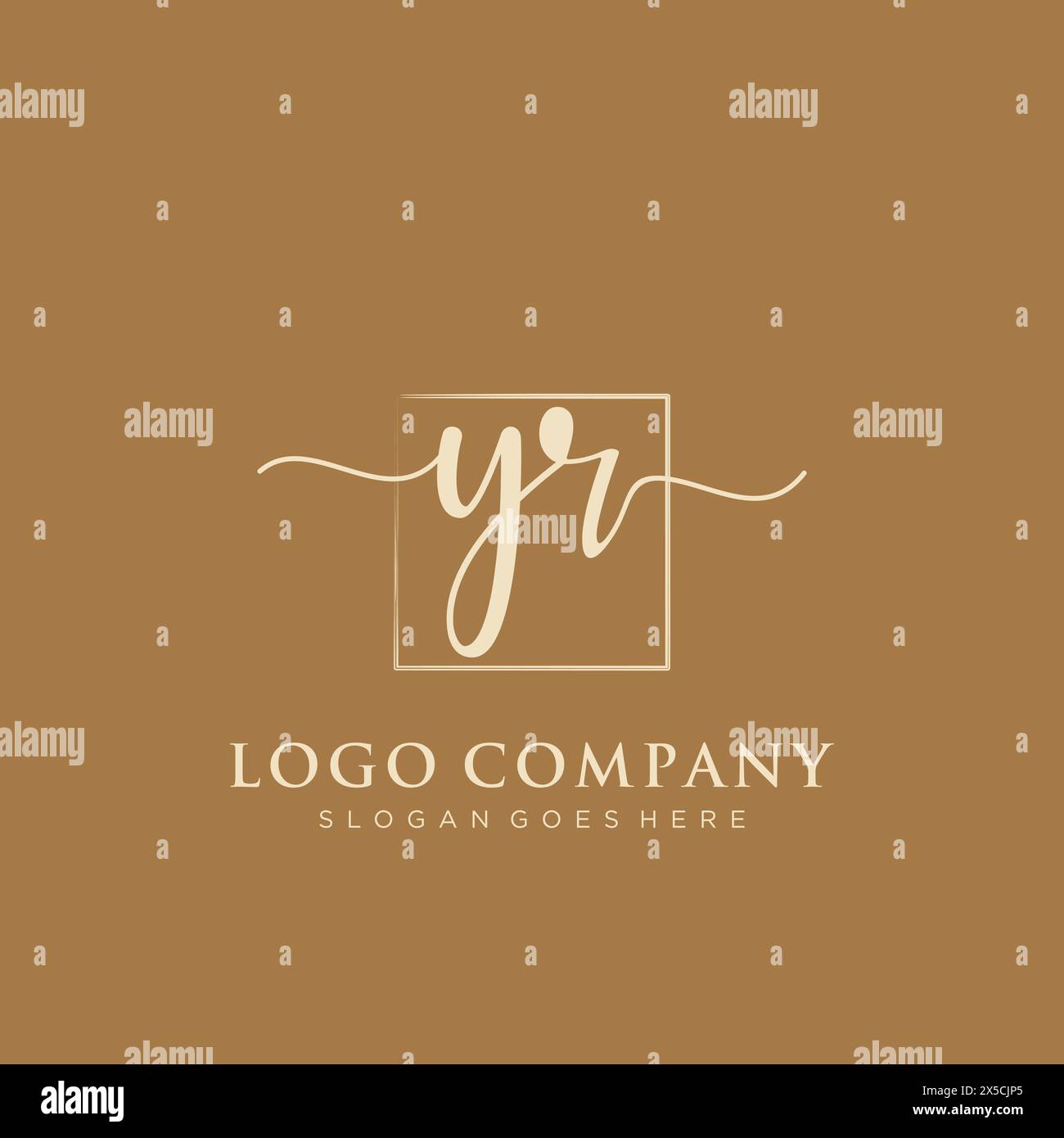 YR Initial handwriting logo with rectangle Stock Vector