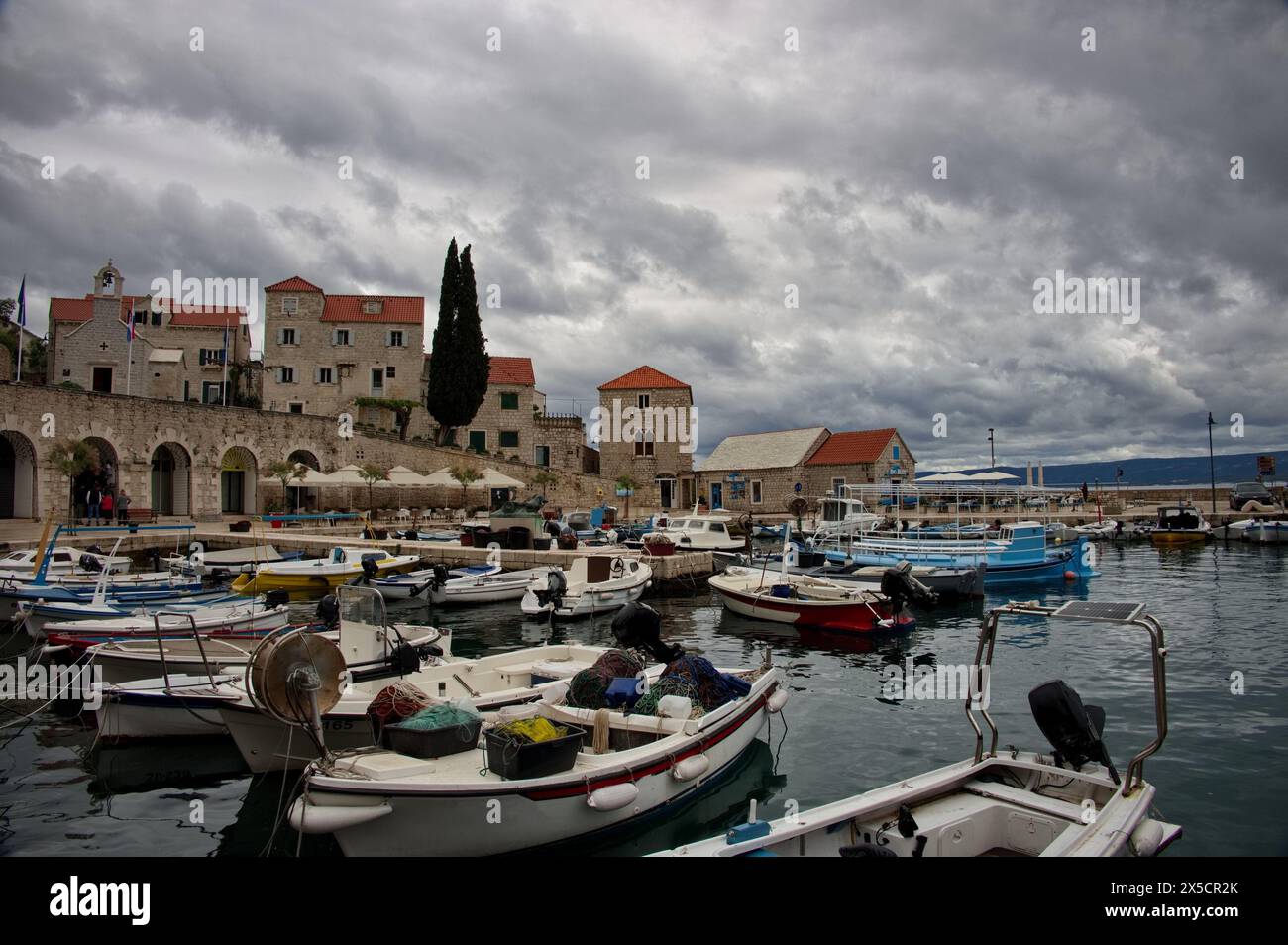 Panorama of Bol on island Brac in Croatia Stock Photo