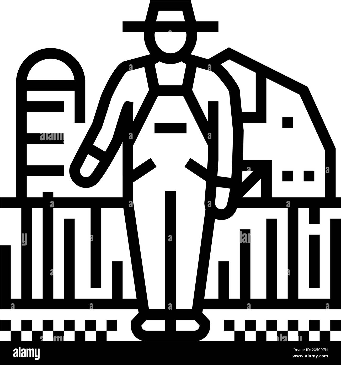 farm field farmer line icon vector illustration Stock Vector Image ...