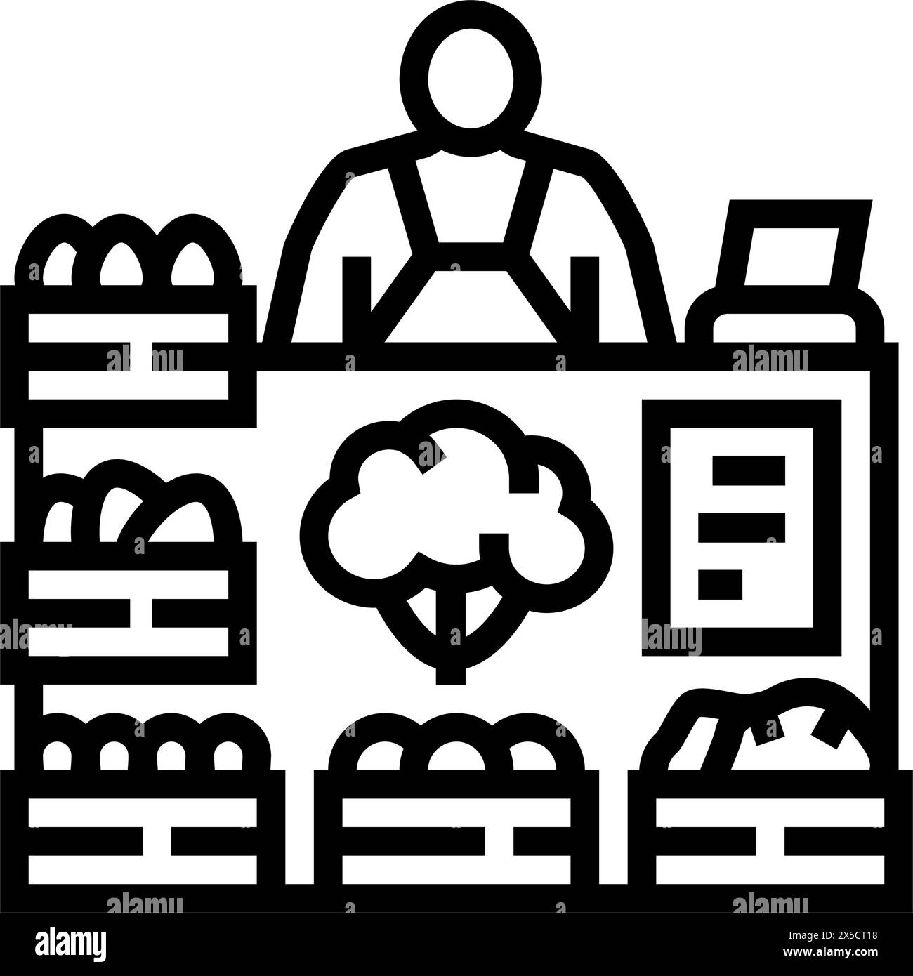 farm market farmer line icon vector illustration Stock Vector Image ...