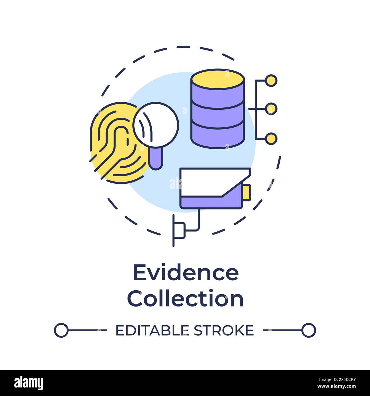 Evidence collection multi color concept icon Stock Vector
