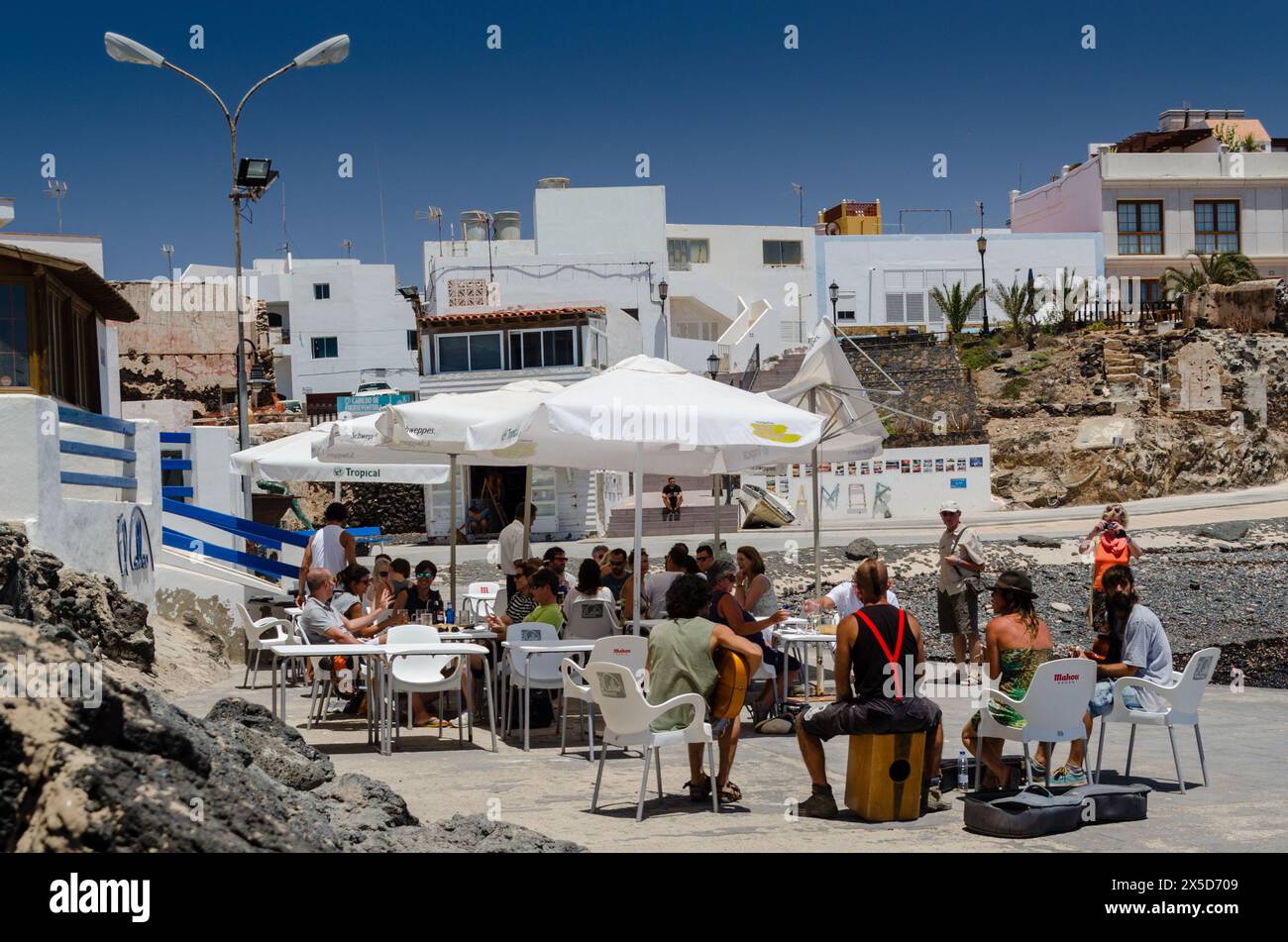 El Cotillo Fuerteventura Canary Islands June 9th 2017: Holiday makers enjoy lunch in El Cotillo Fuerteventura Stock Photo