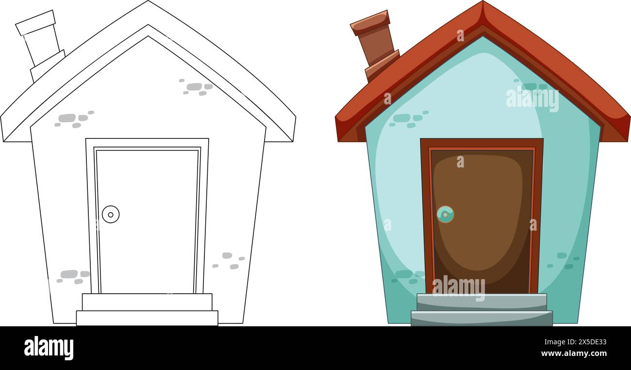 Two cartoon-style houses, simple and colorful Stock Vector Image & Art ...