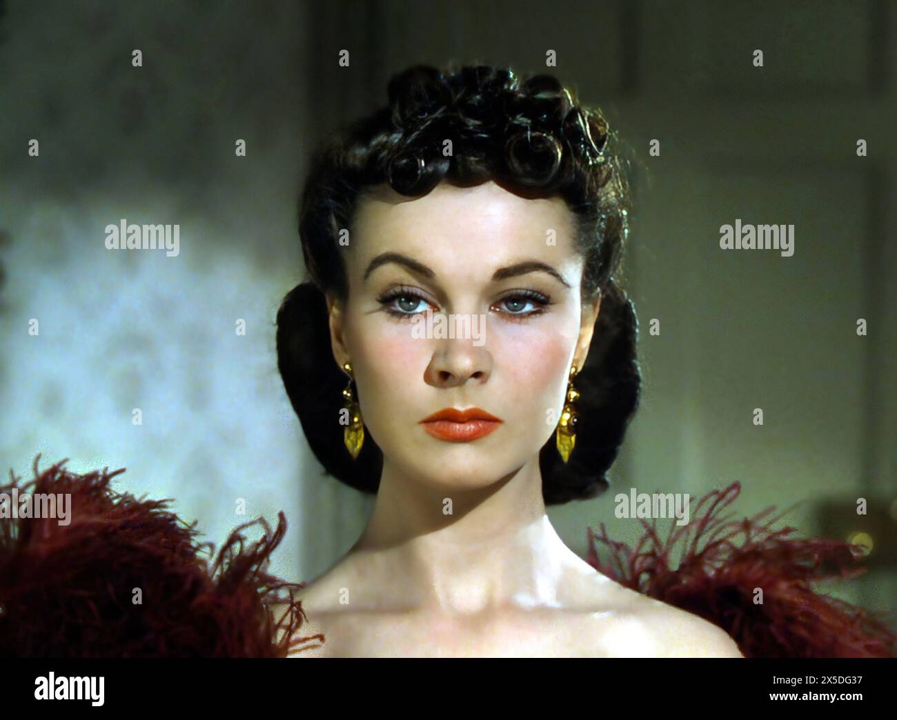 Cropped screenshot of Vivien Leigh from the trailer for the film Gone with the Wind Stock Photo