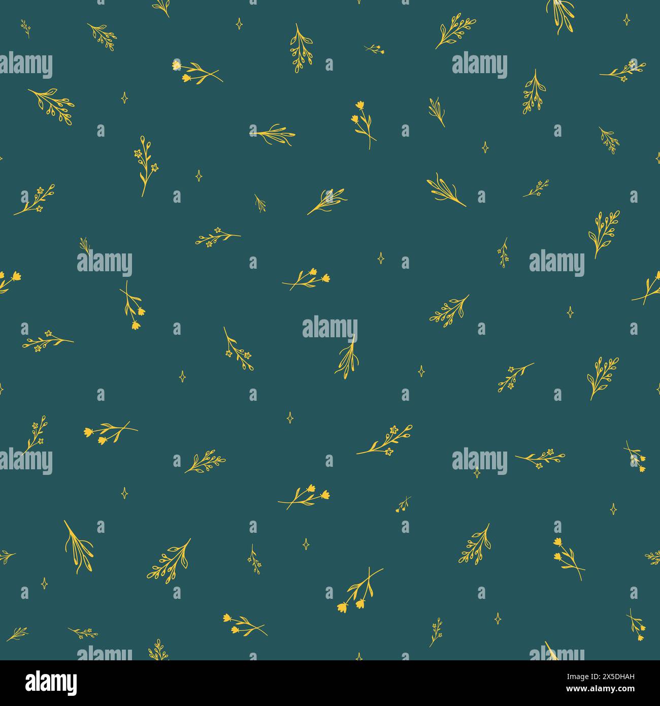 Seamless pattern with ink herbs branches for culinary. Rooibos leaves ...