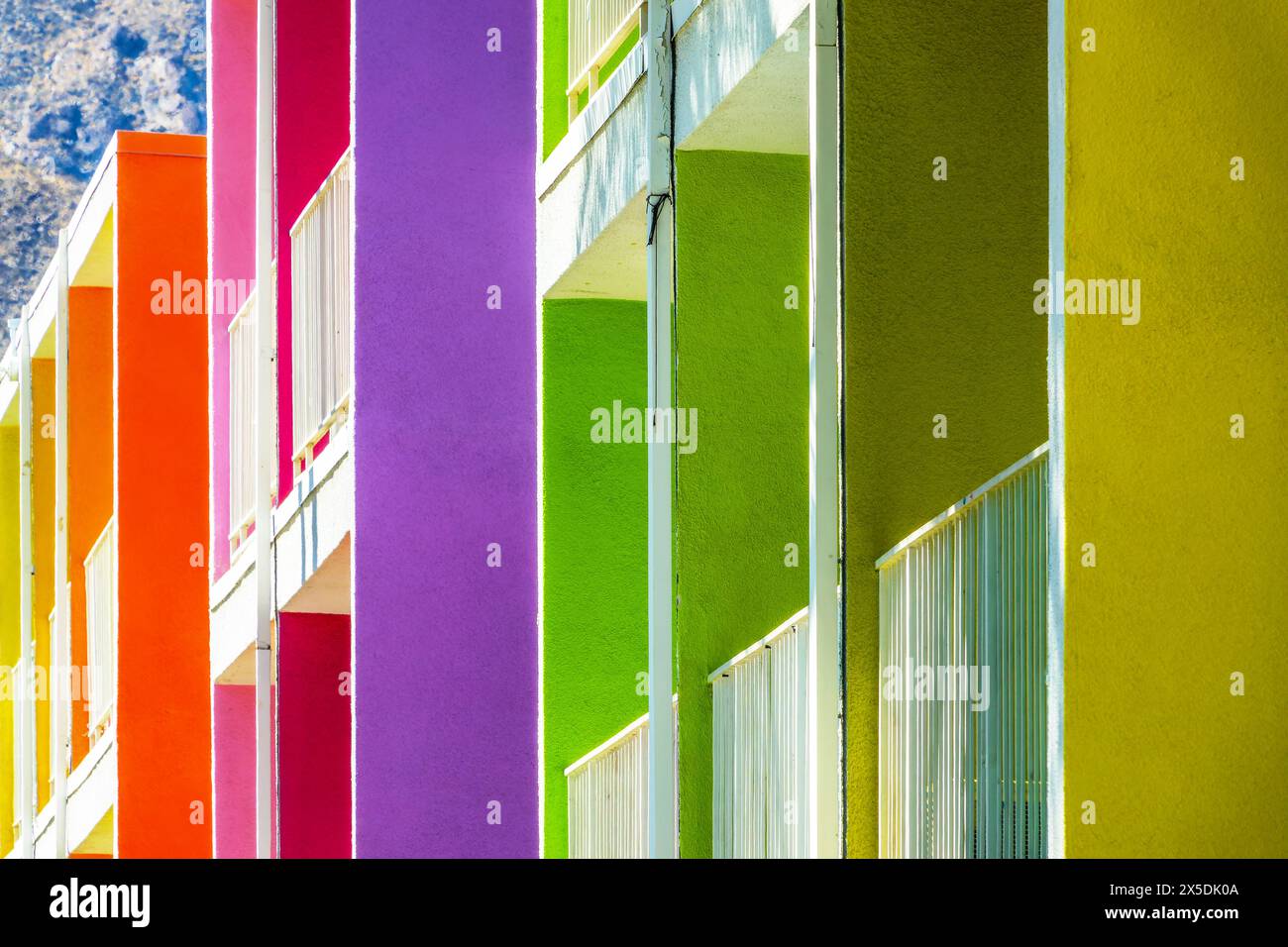 Saguaro hotel, abstract colorful architecture in Palm Springs, California Stock Photo