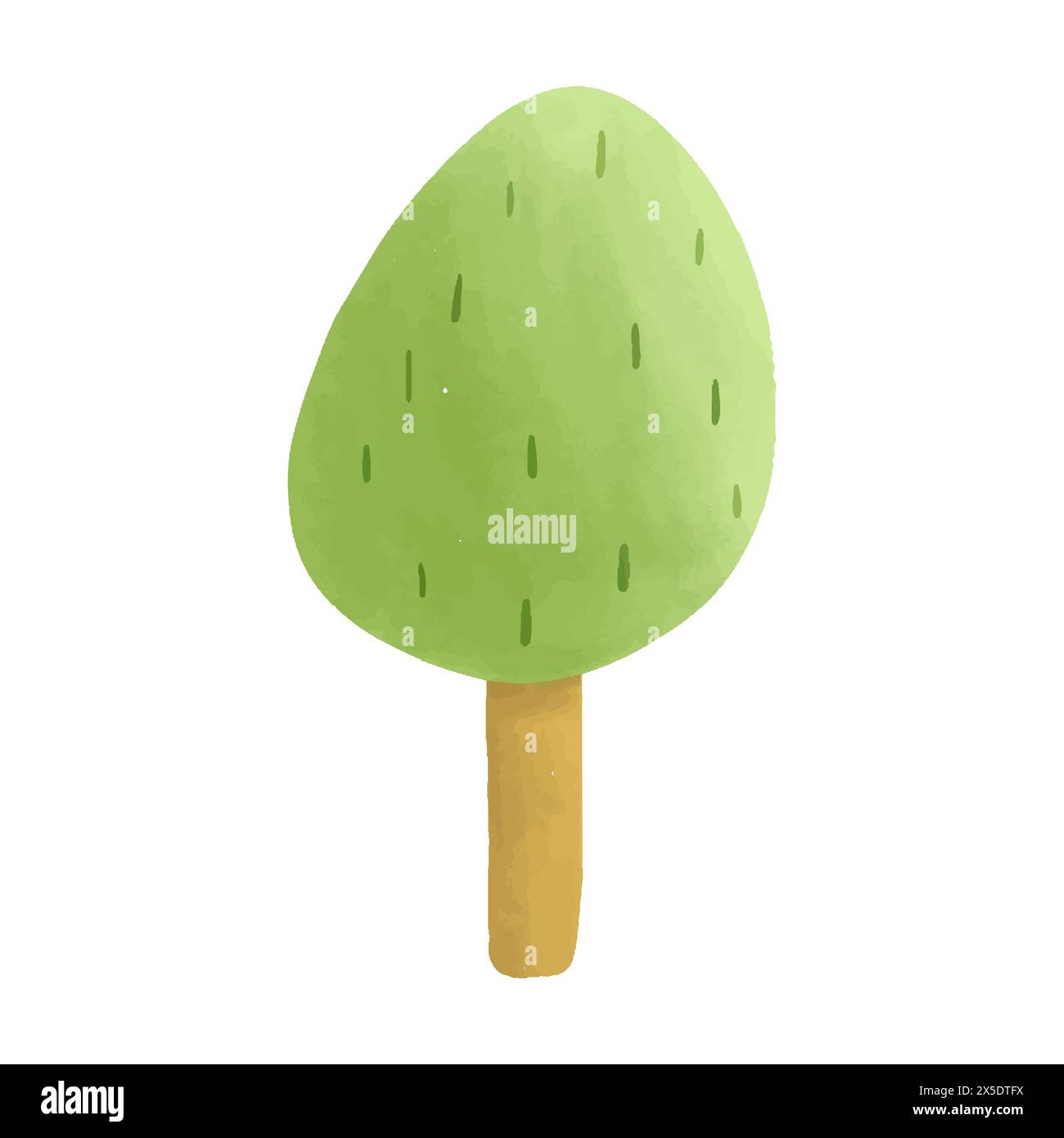 Watercolor vector illustration of tree in childish style Stock Vector ...