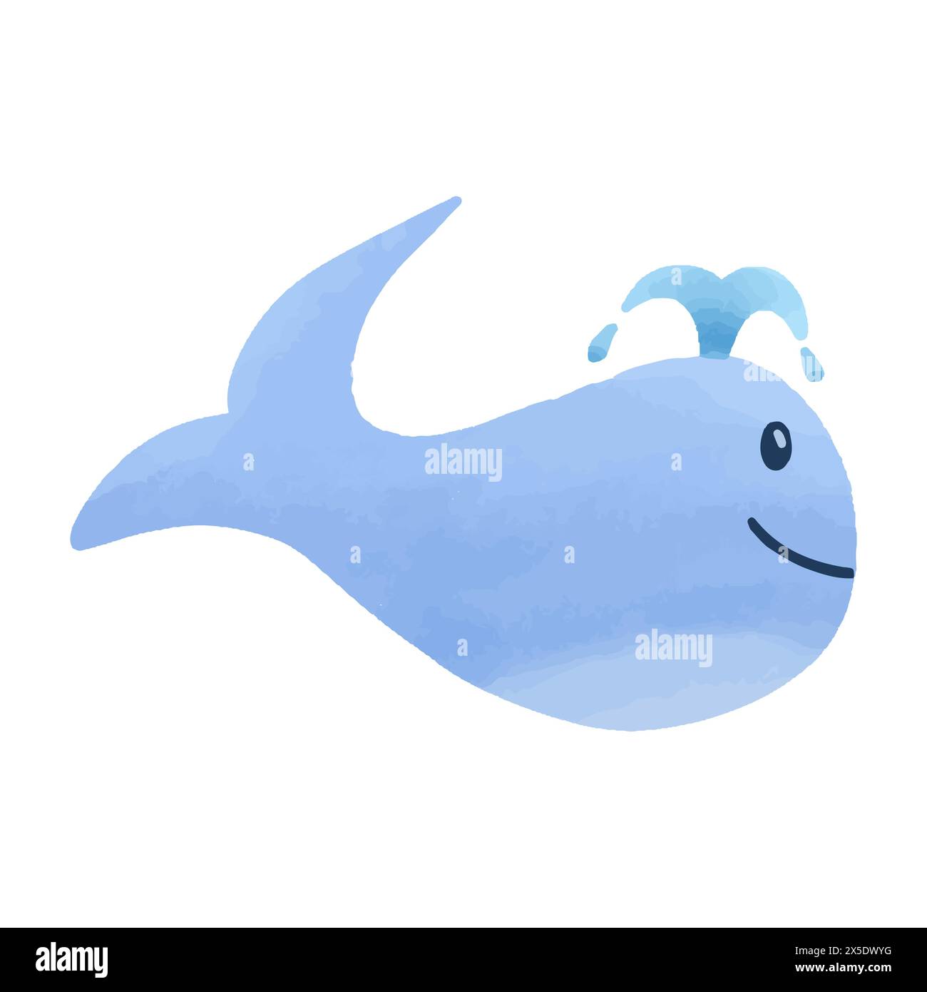 Watercolor vector illustration of whale in childish style Stock Vector ...