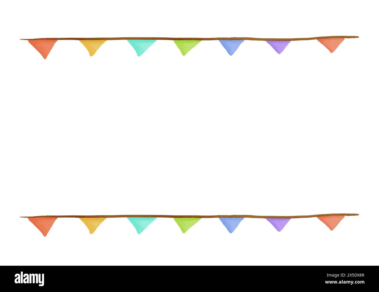 Watercolor vector frame with garland of flags. Stock Vector