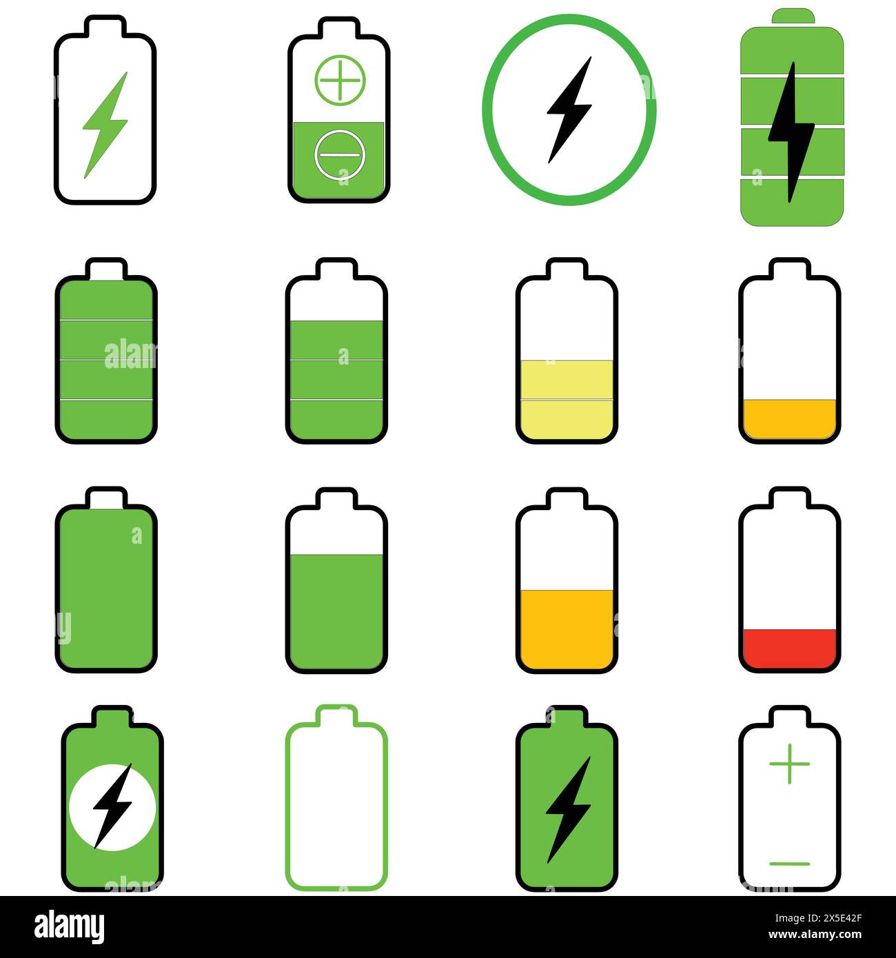 Simple Set of Batteries Related Vector Line Icons. Stock Vector