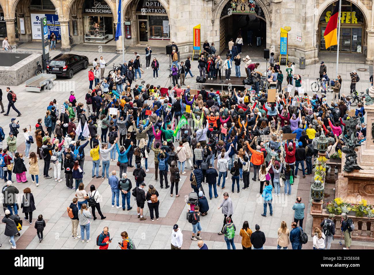 Munich, Germany. 09th May, 2024. More than 100 people joined a rally of Fridays For Future on May 9, 2024 in Munich, Germany. The call said ' Defend Democracy '. (Photo by Alexander Pohl/Sipa USA) Credit: Sipa USA/Alamy Live News Stock Photo