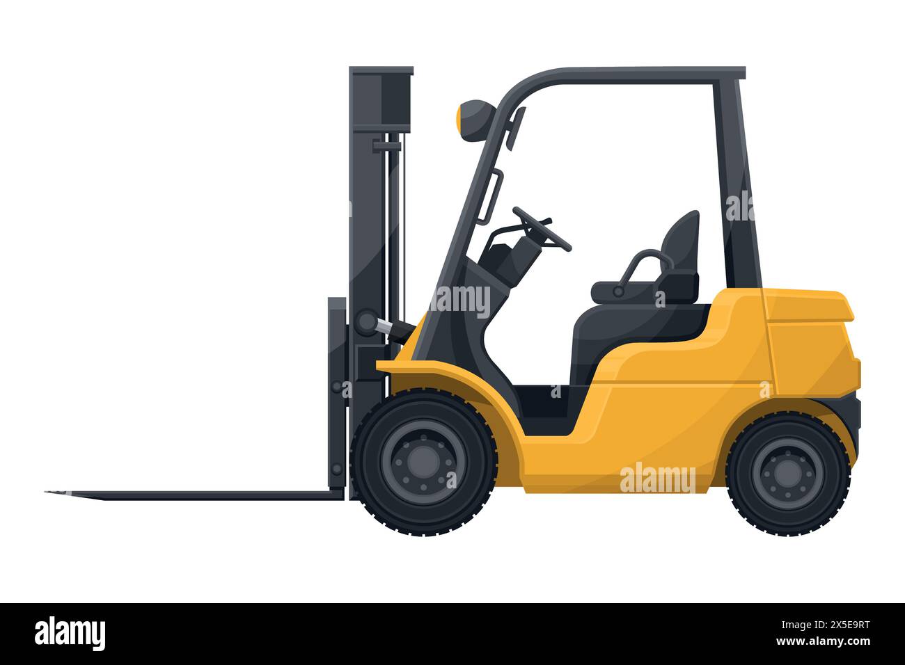 Forklifts for industrial use, warehouses, manufacturing complexes, logistics centers and self service stores for the transport of pallets with goods, Stock Vector