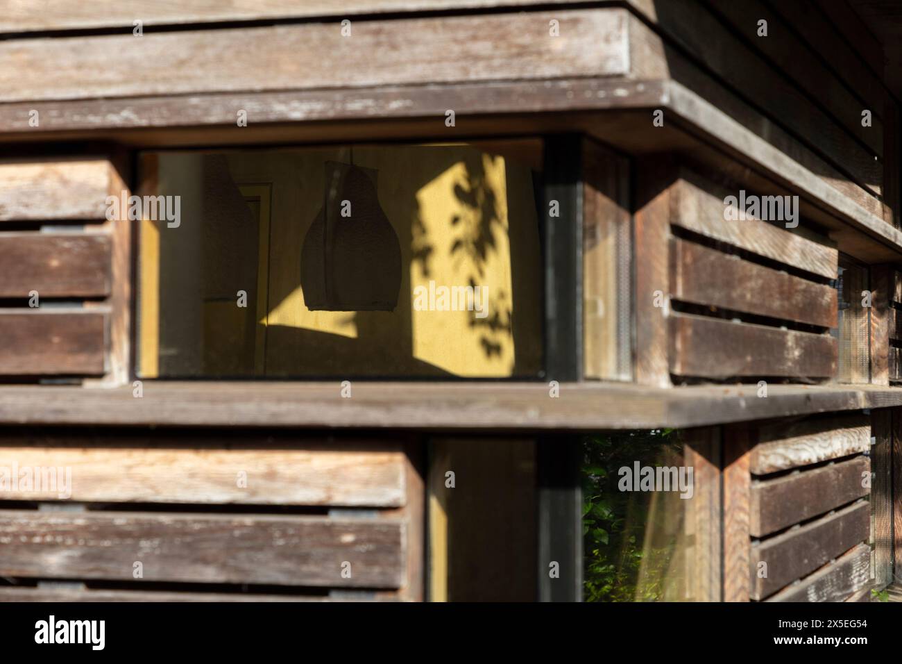 Corner view of side of the living room space. Straw Bale House