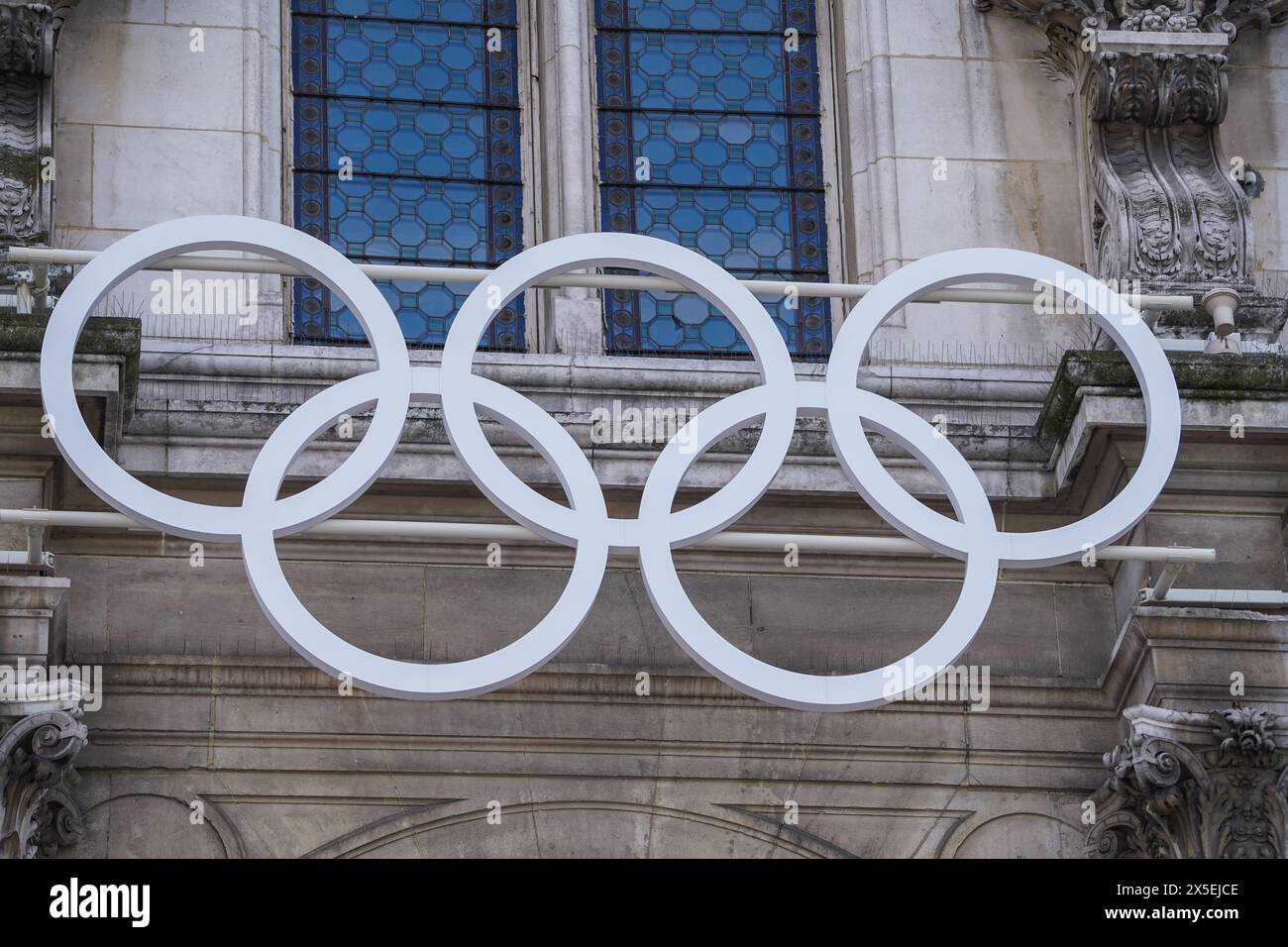 Paris, France. 9 May, 2025. The front of the Hotel de Ville (City Hall