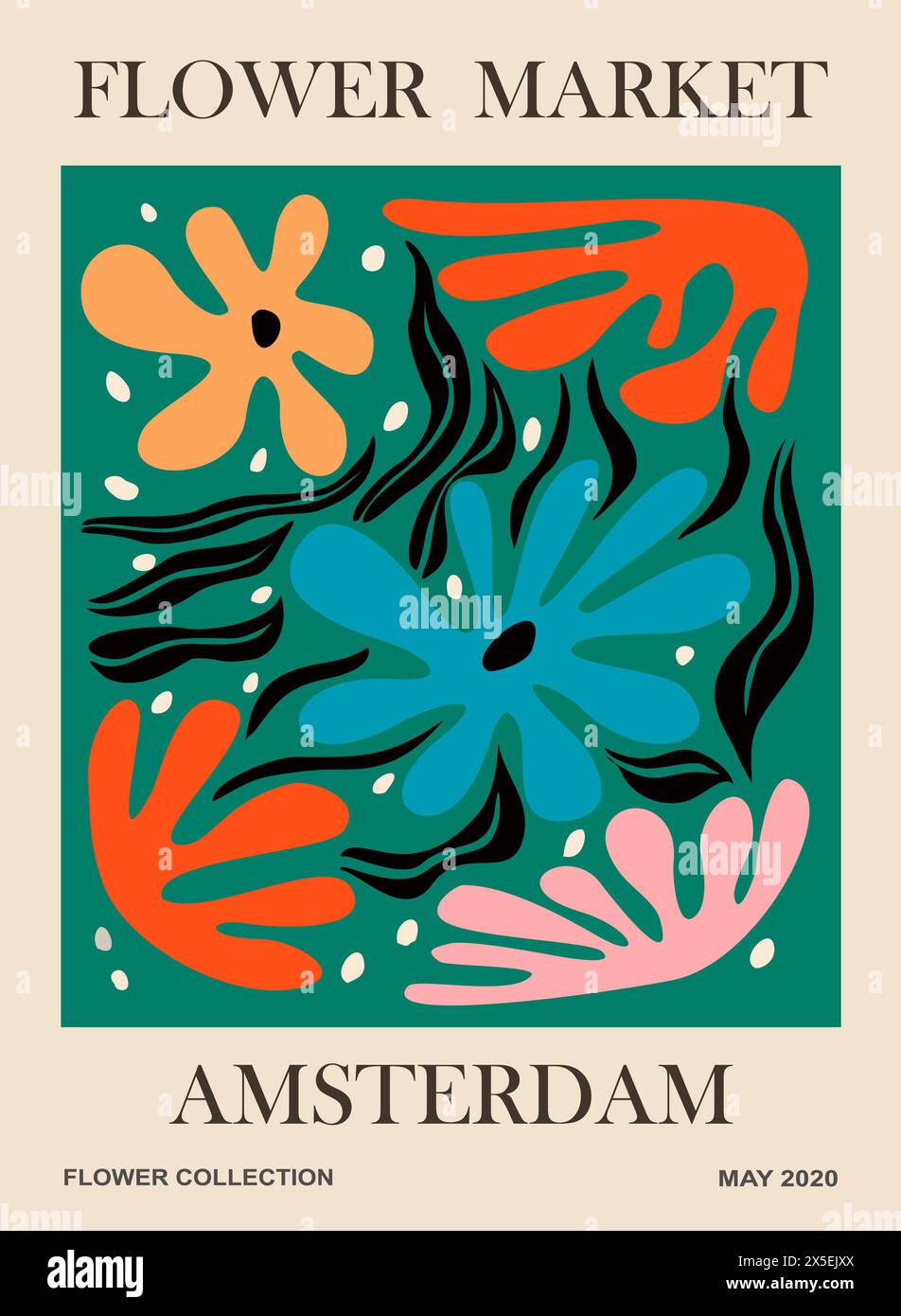 Abstract poster Flower Market Amsterdam vector art Stock Vector Image ...