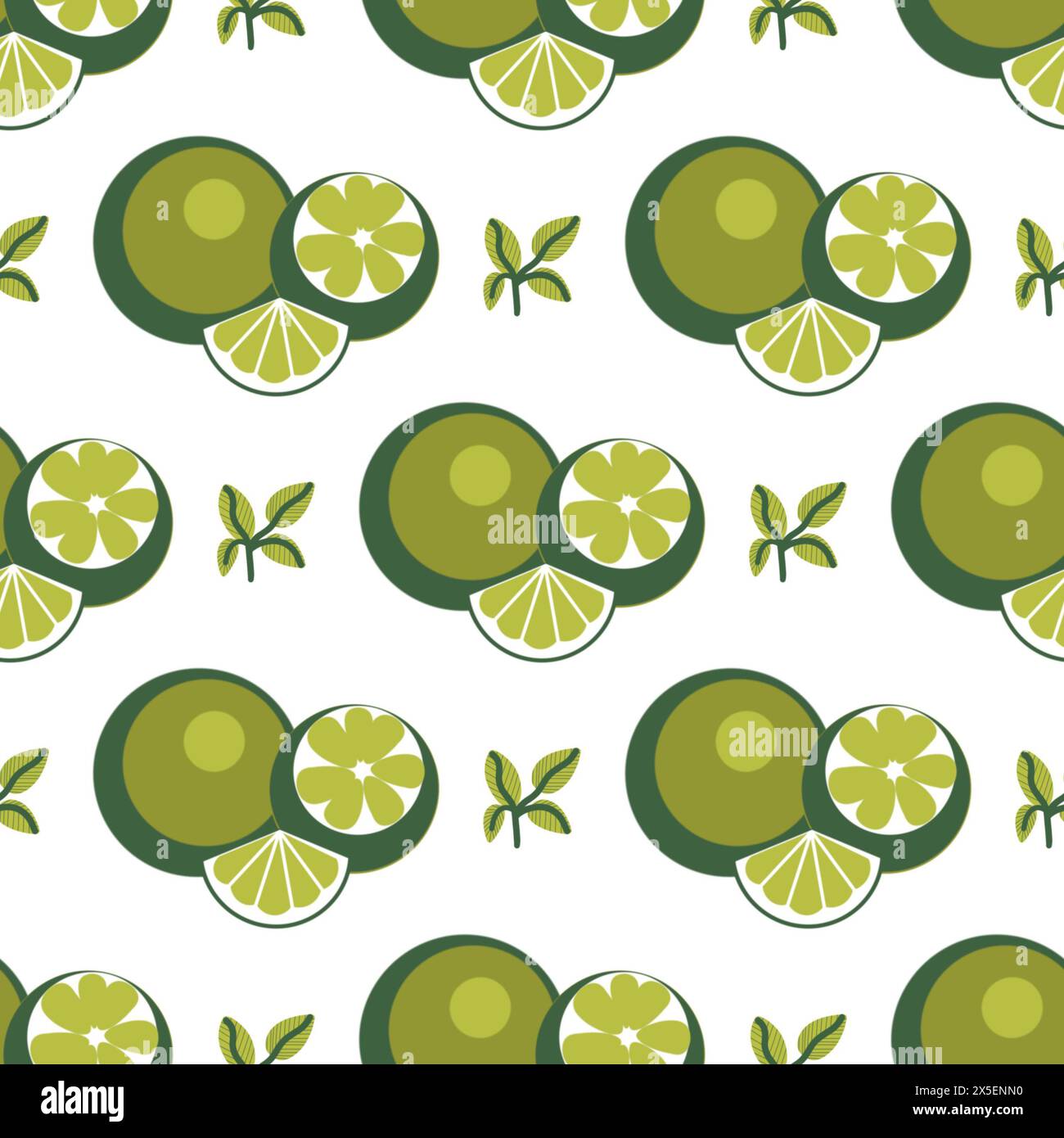 seamless pattern of limes whole and slices on a white background hand ...