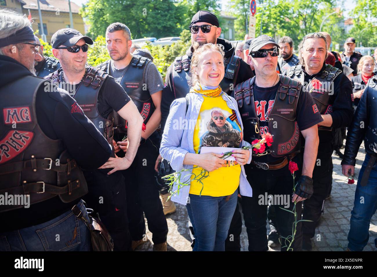 Berlin, Germany. 09th May, 2024. A woman wearing a T-shirt depicting ...