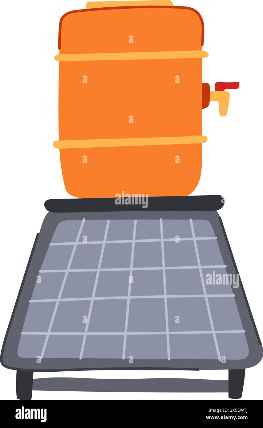 thermal solar water heater cartoon vector illustration Stock Vector