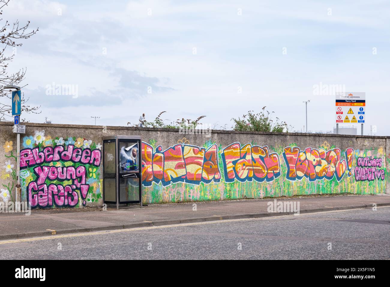 8 May 2024. Aberdeen,Scotland. This is street art on the exterior wall of Torry Yard and Port of