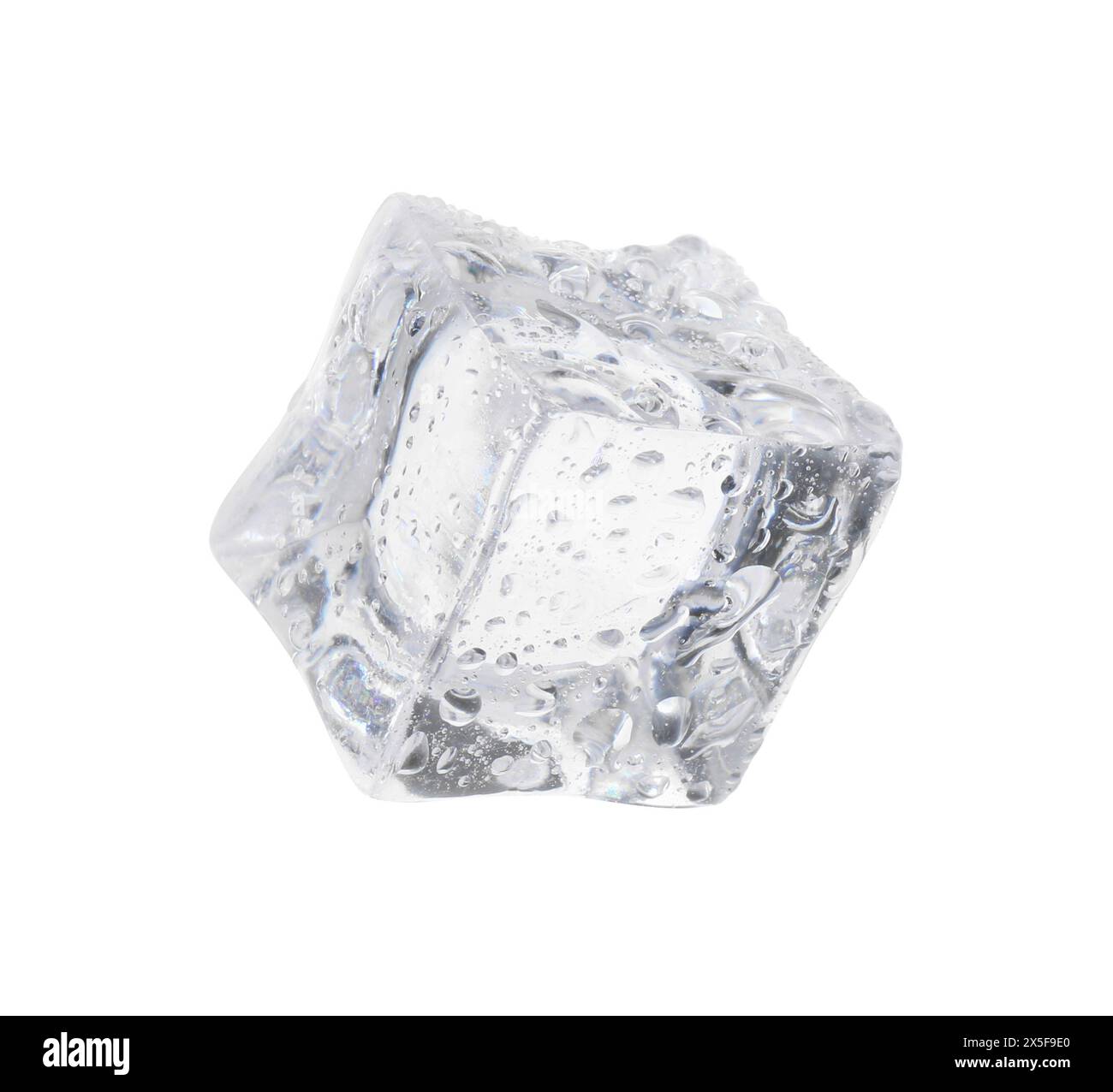 One crystal clear ice cube isolated on white Stock Photo - Alamy